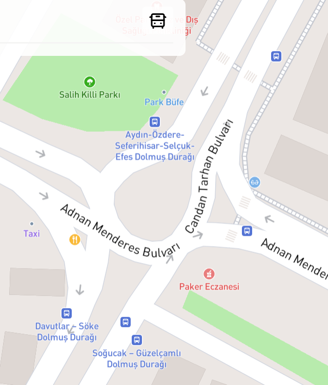 Minibus (dolmuş) stop location on the map