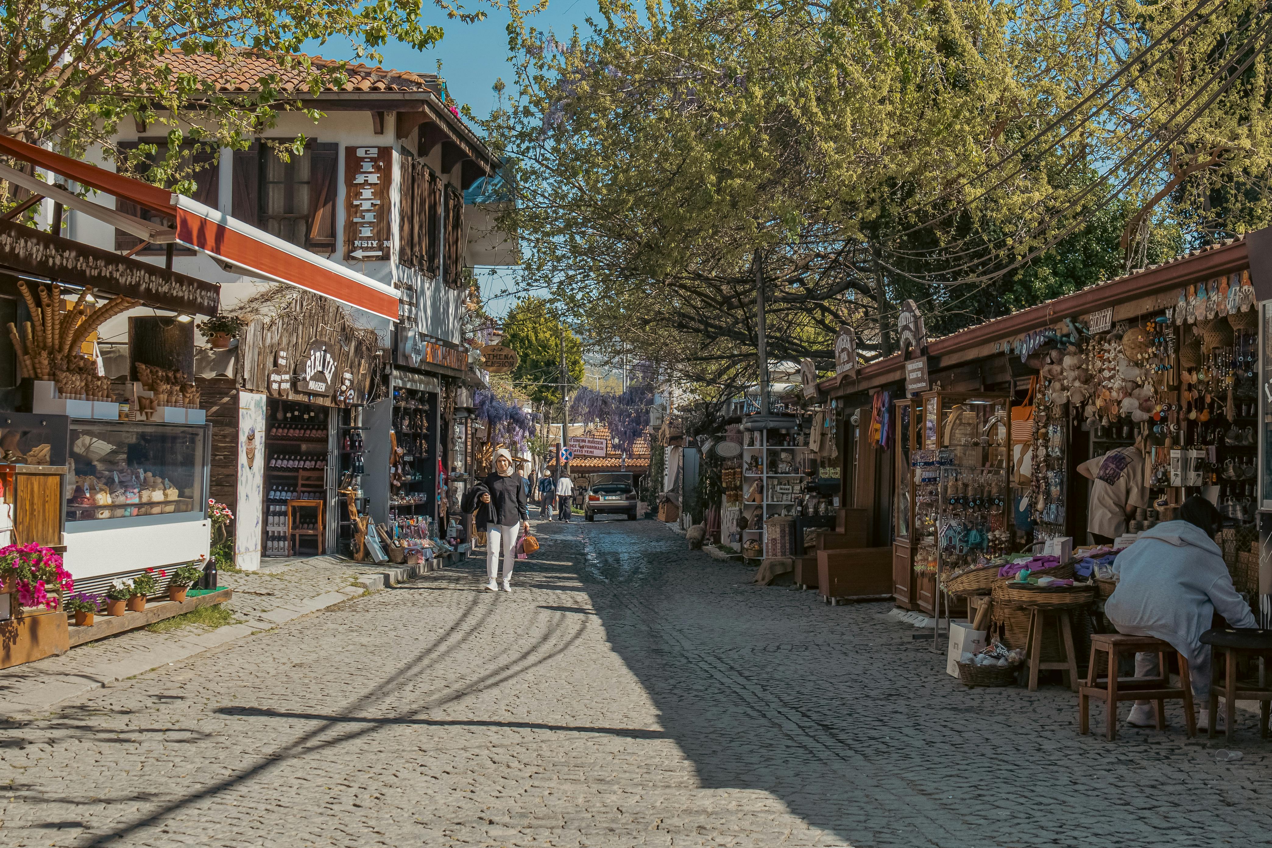 Cobblestone street and traditional houses in Şirince